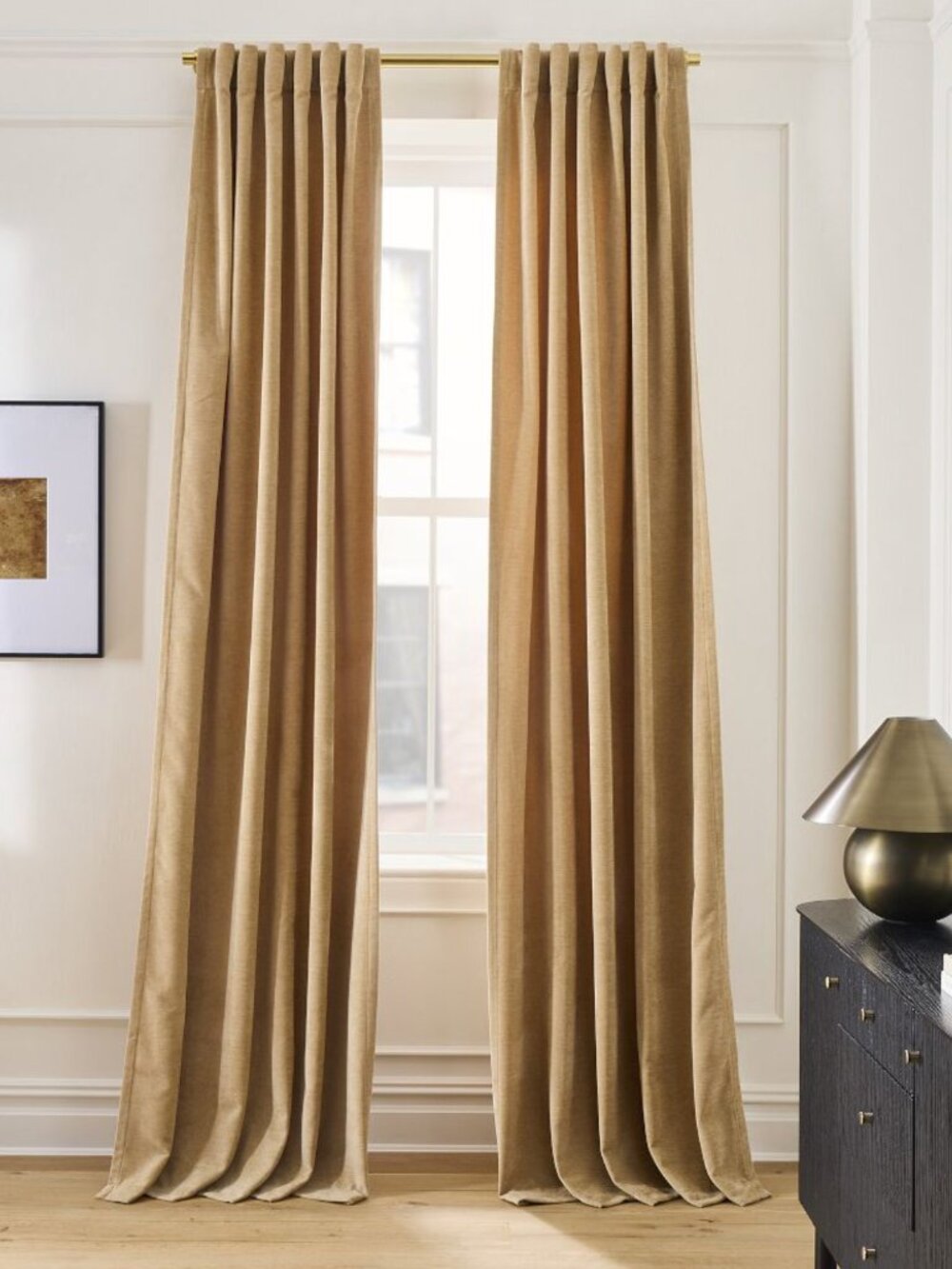 West Elm 100% Cotton Set of 2 Curtains Beige 48x84 Luxe Plush Velvet Neutral